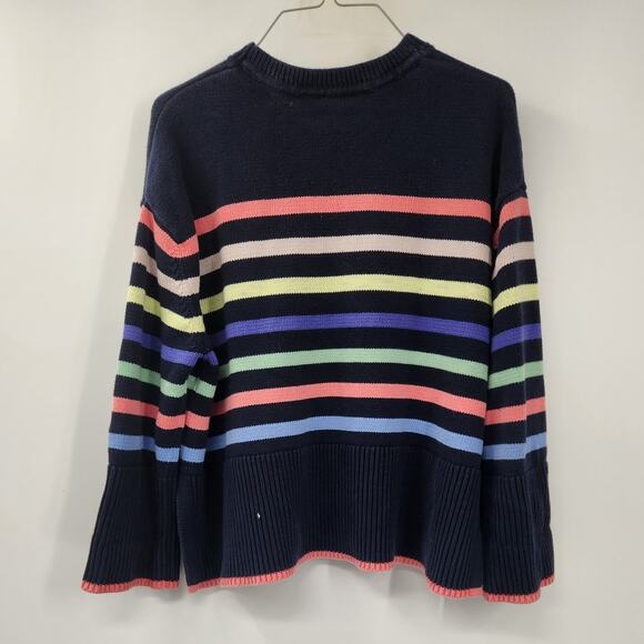 GAP Navy Blue Rainbow Striped Sweater Womens Size Large L - Picture 2 of 4